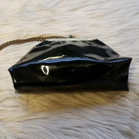 Vintage Cocktail Purse Handbag Black Shiny - Picture 4 of 6